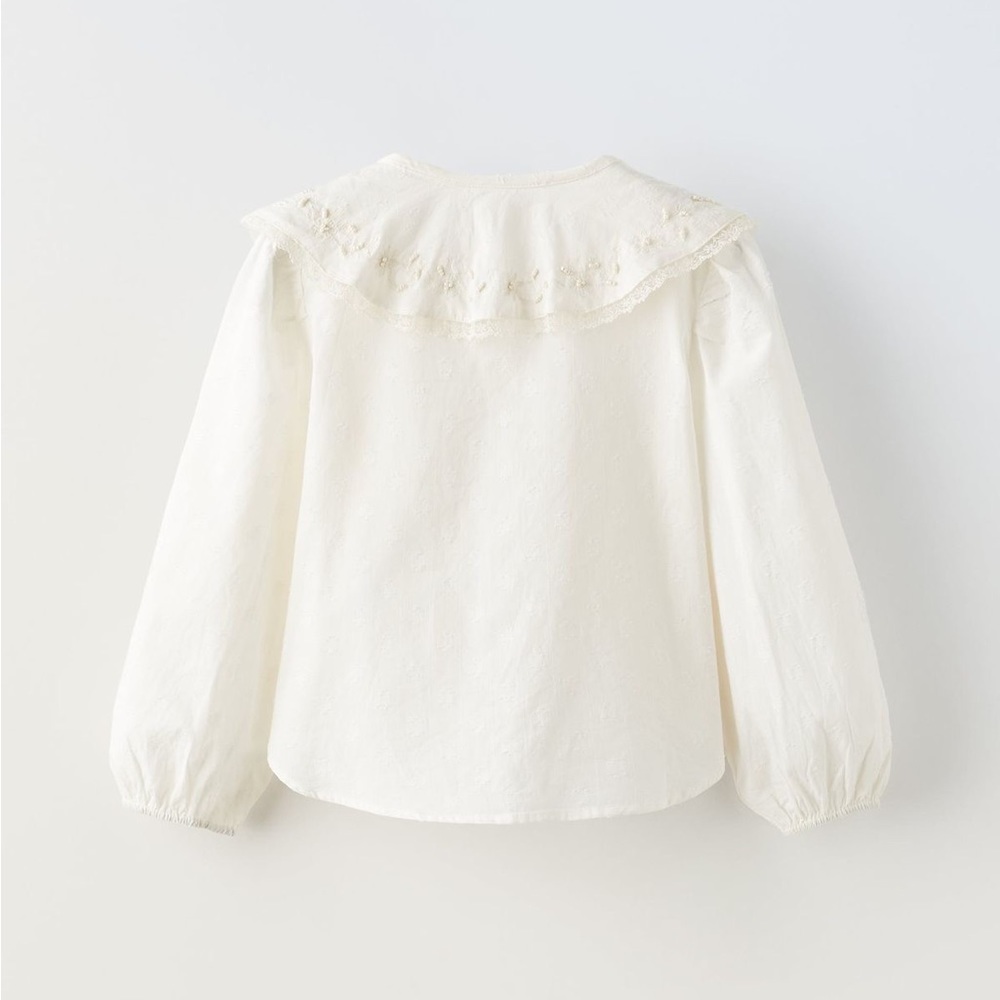 ZARA Embroidered Ruffled Shirt - Picture 3 of 4